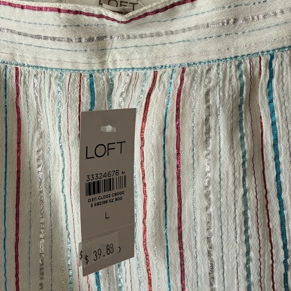 LOFT Multicolor Striped Ruffle Blouse - Picture 2 of 3